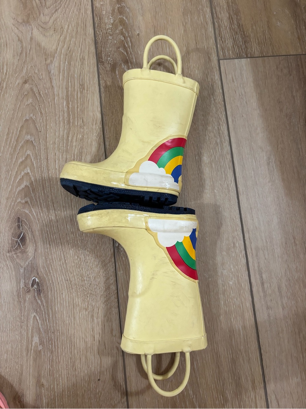 Cat & Jack Yellow Kids Rain Boots with Rainbow Patch